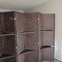 Folding Room Divider With Shelves