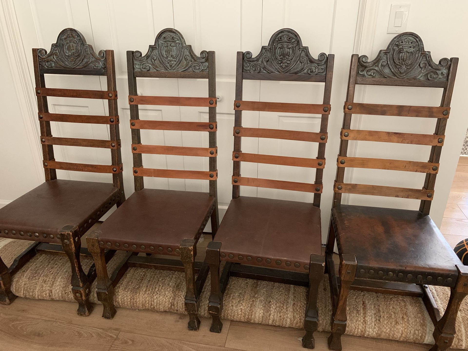 6 Hand Carved Dining Chairs.