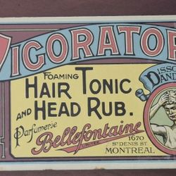 1920s VIGORATOR HAIR TONIC AND HEAD RUB METAL PORCELAIN SIGN 