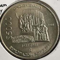 5000 Pesos 1988. Coin Of Mexico 