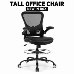 Tall Drafting Office Chair 300lbs Standing Desk Chair Lumbar Support Foot Ring / Silla Alta Oficina