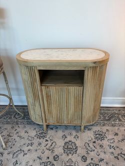 Reeded Enteyway Console Table with Marble Top