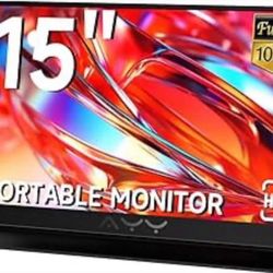 AYY Portable Monitor for Laptop 15 Inch, FHD 1080P USB-C HDMI Travel Monitor External for Computer, Second Display HDR IPS Gaming Monitor Extender for