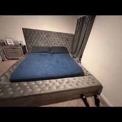 King Side Bed Frame With Mattress And A Tv Stand