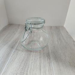 Glass Storage Jar With Hinged Lock.
