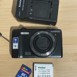 Olympus Stylus VR-370 Black Digital Camera Tested Works  Flash zoom video photo all working. Battery, charger and 8GB memory card included.  Screen a 