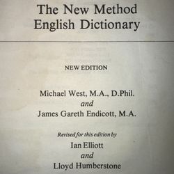 Longman The New Method English Dictionary Michael West New Edition