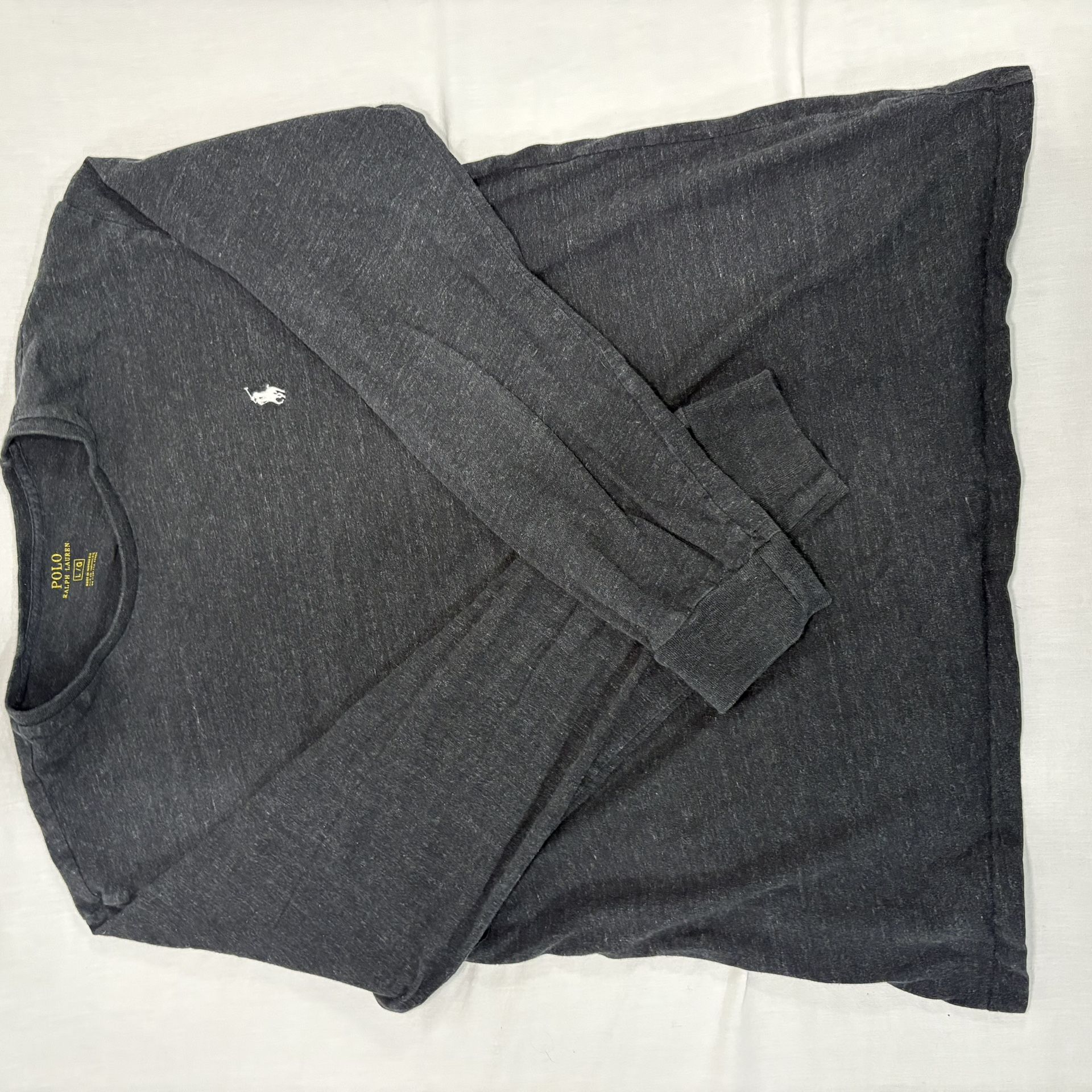 Polo Ralph Lauren Long Sleeve T-Shirt Large Gray Cotton Classic Logo Tee Mens