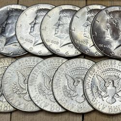 ⭐️(10) 1964 Kennedy Half Dollars Uncirculated Half Roll⭐️