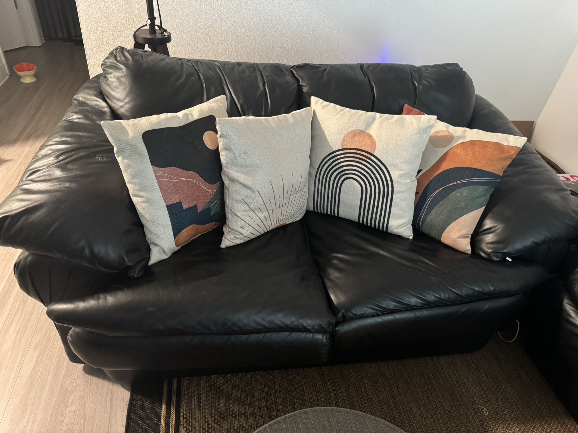 Black Leather Love Seat