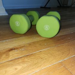 Two 8lb Pound Weights In Green