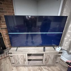 Samsung 65" TV + Farmhouse Barn Door TV Stand – Excellent Condition