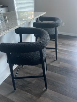 4 TOV Furniture Spara Black Performance Bouclé Counter Stools - Like New!