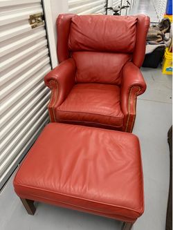 Leather chair and ottoman