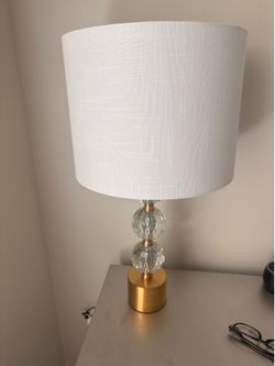 Gold & crystal base lamp w/ white lampshade