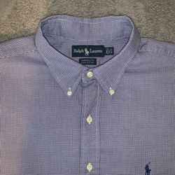 Ralph Lauren Extra Large Yarmouth Shirt Blue Houndstooh Pattern Long Sleeve 🏇