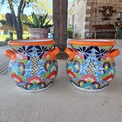 LARGE SIZE TALAVERA ORANGE RIM. Clay Pots, Planters,Plants, Pottery $70 cada uno.