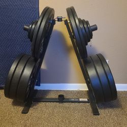 Please See Description Hele Fitness Olympic Bumper Plates(260lbs) w/Stand Included