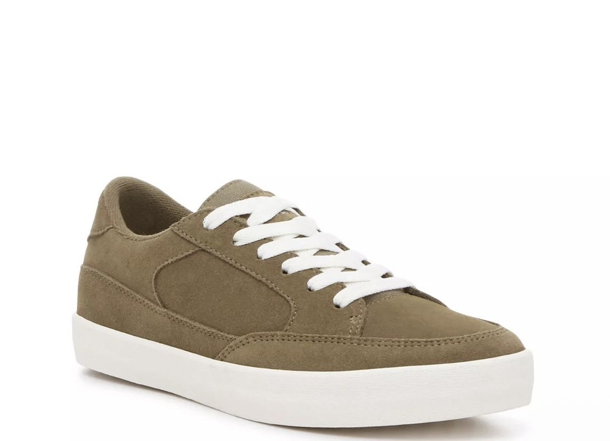 Olive Green And White Lace Up Vans, Women’s 6.5