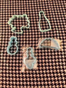 Cookie Cutter Set, 5 Pieces, Mint and Blue, 2 Brand New in Package