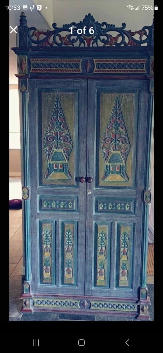 Indonesian Teak Armoire Cabinet