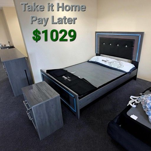 LODANNA GRAY LED PANEL BEDROOM SET