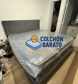 NEW BED FRAME KING SIZE WITH MATTRESS AND BOX SPRING