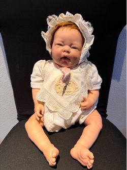 Vintage Berenguer Weighted Baby Doll Auburn Hair Sleeping Eyes Knit Outfit