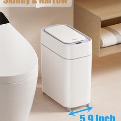 Bathroom Trash Can Automatic Touchless - 2 Gallon Slim Motion Sensor Garbage Can - Waste Basket for Bedroom, Laundry room, Small Spaces - Narrow Autom