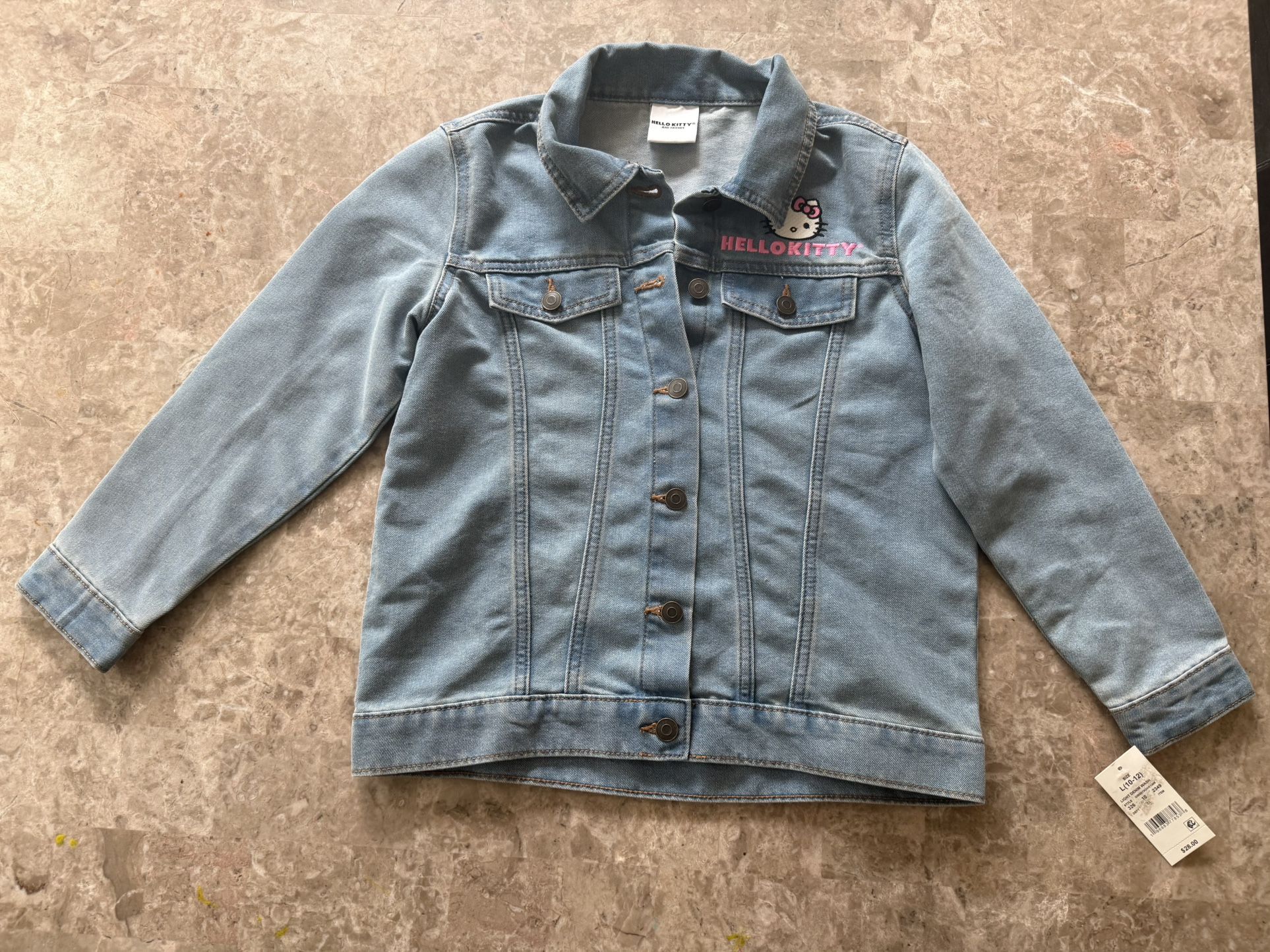 NEW- Girls hello kitty Jean jacket size L (10-12)