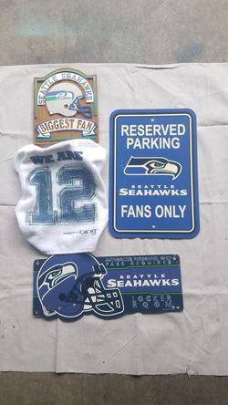 Seahawks man cave signs and towel