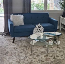 Chenille unpostery,  beautiful teal blue  loveseat.