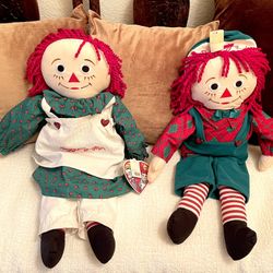 90's Large 23" Raggedy Ann and Andy Dolls
