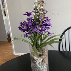 Decorative Flower Arrangements and Candle Holder - Purple 