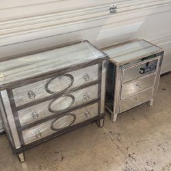 Pier 1 Mirrored 3-Drawer Dresser And Nightstand 