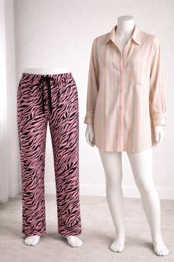 Victoria’s Secret Pajama Set Zebra Pants Shirt L XL