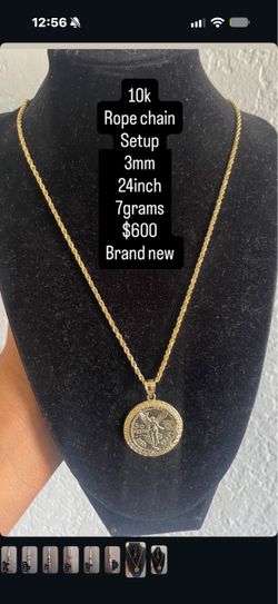 10K Gold Rope Chain with 50 pesos Pendant