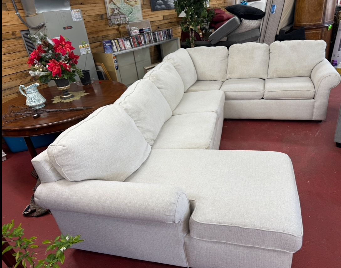 Large Off White Sectional With Chaise