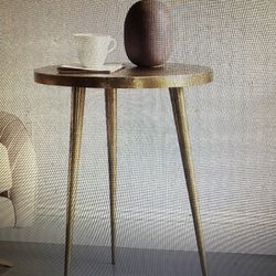 West Elm Casted Tripod Round Side Table In Bronze 15" In Diameter  H22.5"