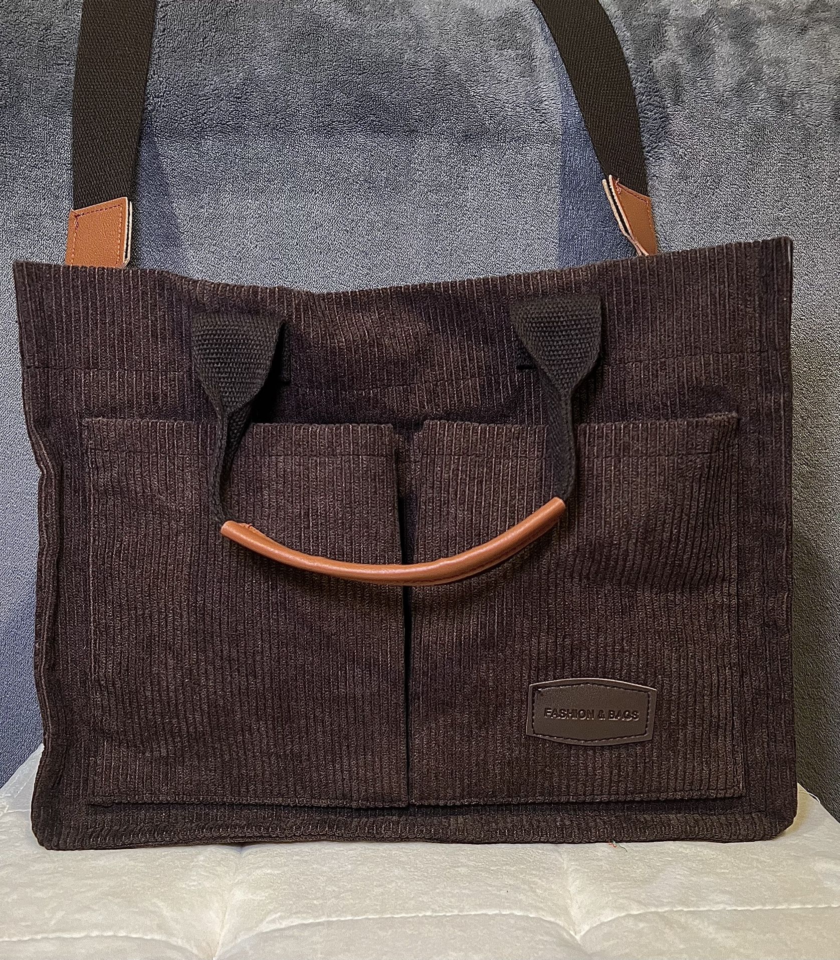 Brown Velvet Tote Bag