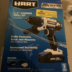 HART 20-Volt Brushless 1/2 Inch Hammer Drill Kit