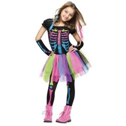 New Fun World Funky Punky Bones Halloween Costume Fancy Dress Girl’s Small (4-6)