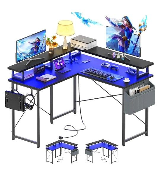 L Shaped Desk With Led Lights