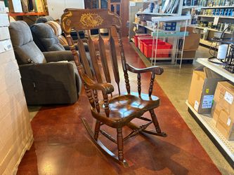 Vintage Gold Stenciled Wooden Rocking Chair