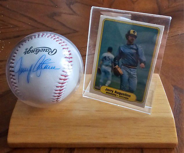 Jerry Augustine Milwaukee Brewers Signed Baseball And Card 