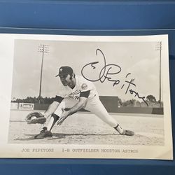 Joe Pepitone Signed Houston Astros Black And White Picture 