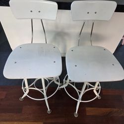 Two Restoration Hardware Toledo Metal Bar Stools