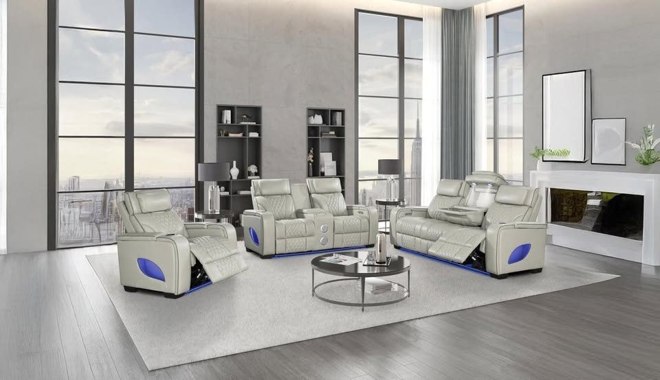 Brand New Elegant Style Grey Power recliner Sofa w/Power headrest & Lot more features