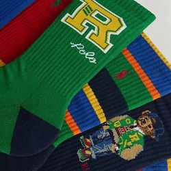 Polo Ralph Lauren Men's 6-Pk. American Heritage Bear Crew Socks