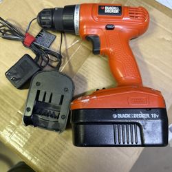 Black & Decker 18V Cordless Drill + Battery & Charger 